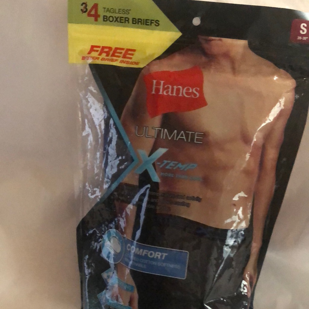 Boxer Briefs 4 Pack Mens New Size S Waist 28-30" Hanes X-Temp Multicolors